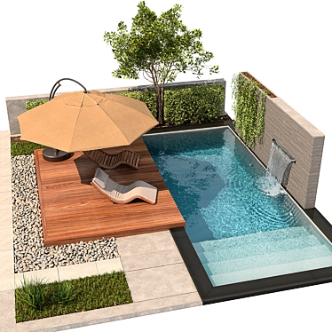 Luxury Oasis: Pool, Plants, & Furniture 3D model image 1 
