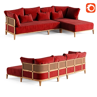 Elegant Promenade L-Shaped Sofa 3D model image 1 