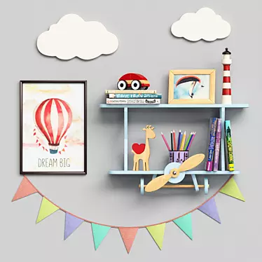 Kid's Shelf with Contents | 570x345x150mm 3D model image 1 