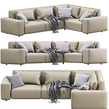 Dienne Cross Leather Sofa: Contemporary Elegance for Your Living Space 3D model image 1 