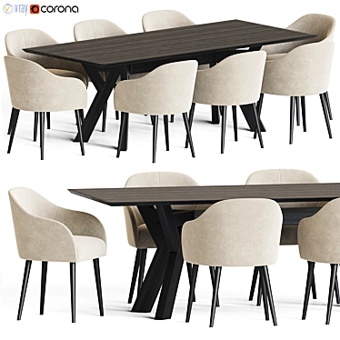 Elegant 5-Piece Dining Set 3D model image 1 