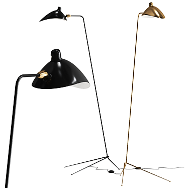 Serge Mouille LD Metal Floor Lamp 3D model image 1 