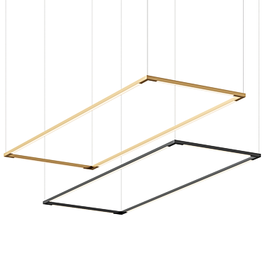 Golden Glow Pendant Light: Z-Bar Rectangle 3D model image 1 