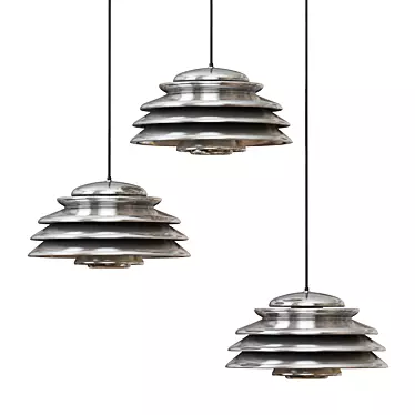 Sleek Aluminum Pendant Lamp 3D model image 1 