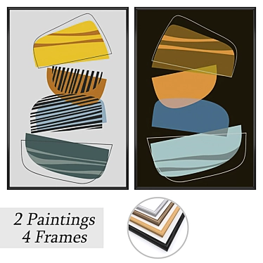 Elegant Framed Wall Art Set 3D model image 1 