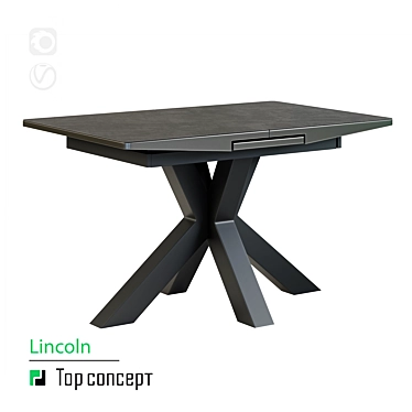 Folding Lincoln Table: Sleek Glass and Metal 3D model image 1 