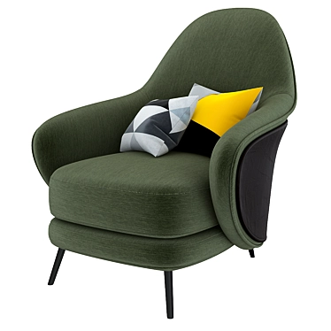 Modern Velvet Armchair: Luxury Design 3D model image 1 