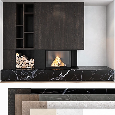 Modern Fireplace Wall Set 05 3D model image 1 