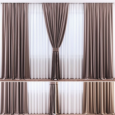 Luxury Velvety Silk Curtains 3D model image 1 