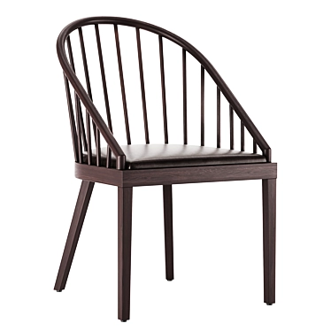 Title: Blackened Wood Dining Chair - Comb Design 3D model image 1 