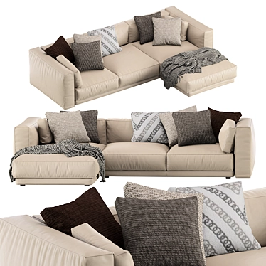 Modern Italian Leather Chaise 3D model image 1 