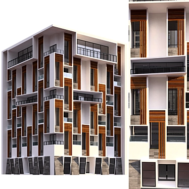 Elegant 13 Floor Residential Building 3D model image 1 