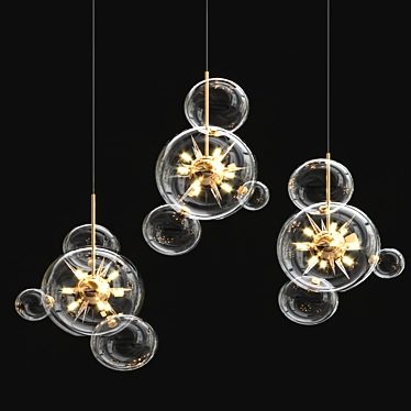 Gilded Spikes Glass Chandelier 3D model image 1 