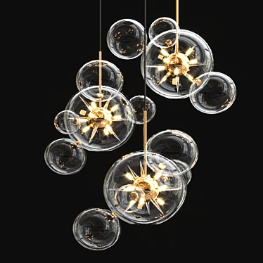 Bubble Spikes Gold Chandelier 3D model image 1 