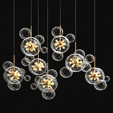 Golden Spike Glass Chandelier 3D model image 1 