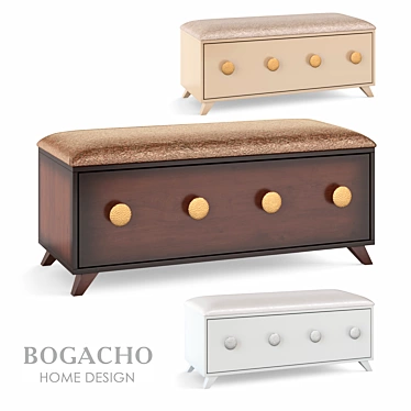 Modern Heri Leather Bench 3D model image 1 