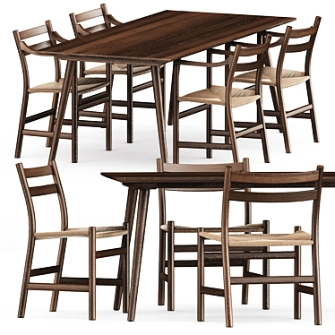 Scandinavian Design CH46 & CH47 Chairs + In Between Sk5 Table 3D model image 1 