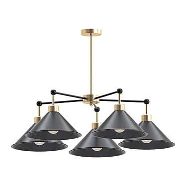 Modern Black Pendant Chandelier 3D model image 1 