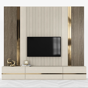 Modern TV Wall Unit with 65 inch TV 3D model image 1 