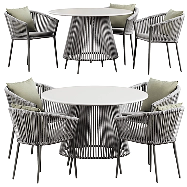 Silver Round Muse Dining Table 3D model image 1 