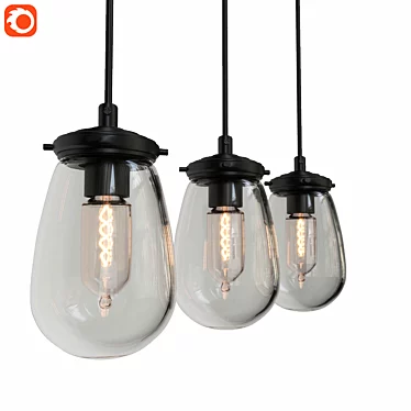 Sleek Glow Glass Pendant Light 3D model image 1 