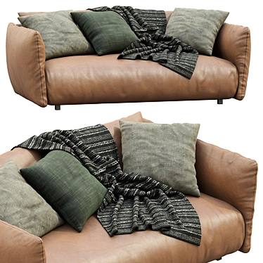 Meridiani Scott Leather Sofa - Modern Elegance for your Living Space! 3D model image 1 