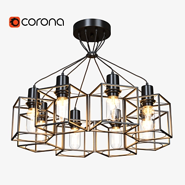 Stylish Loft Square Chandelier 3D model image 1 