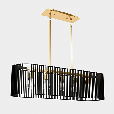 Sleek Linara 5-Light Brass Chandelier 3D model image 1 