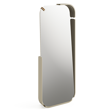 Elegant Olive Green Steel Floor Mirror 3D model image 1 