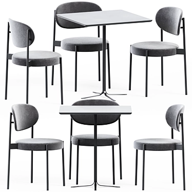 Modern Metal Table & Chair Set 3D model image 1 