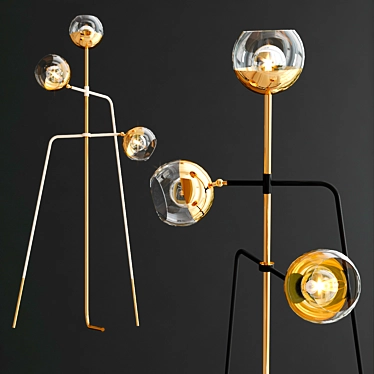 Sleek Black Widow Brass Floor Lamp 3D model image 1 