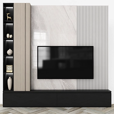 Modern TV Wall Unit 65 3D model image 1 