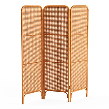 Ria Rattan Room Divider: Boho-Inspired and Functional 3D model image 1 