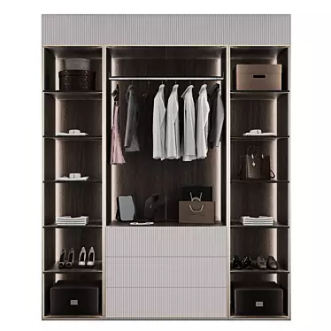 Elegant Tall Wardrobe 3D model image 1 