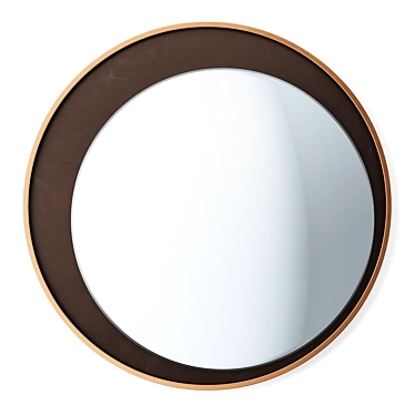 Luxury Round Mirror with Leather Finish and Built-in Lighting 3D model image 1 