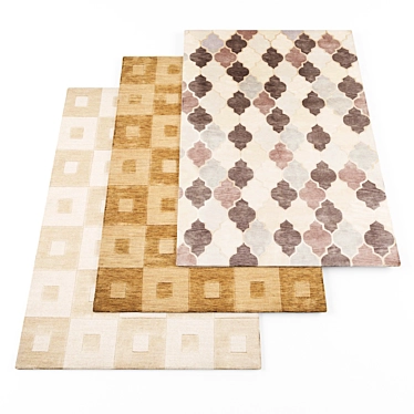 Contemporary High-Res Rugs: 5 Pack 3D model image 1 