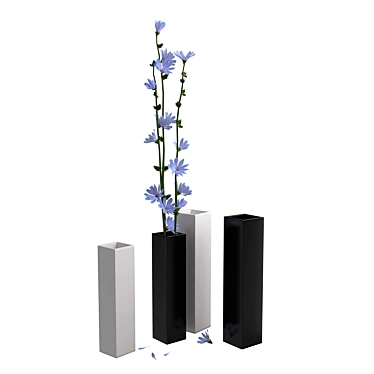 Wildflower Vases: Chic Rectangular Designs 3D model image 1 