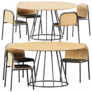 Elegant Illa Table & Shell Chair 3D model image 1 