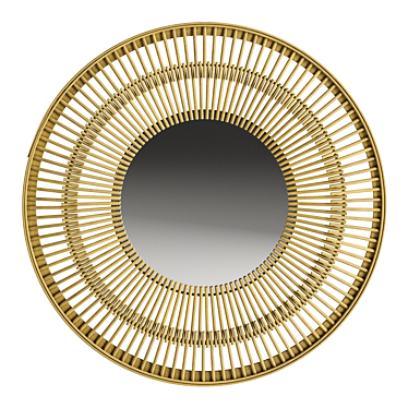 Natural Rattan Round Mirror 3D model image 1 