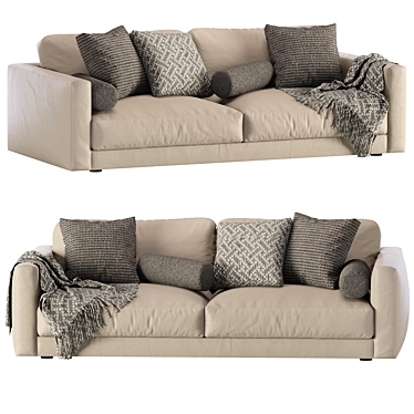 Elegant Blanche Leather Sofa 3D model image 1 