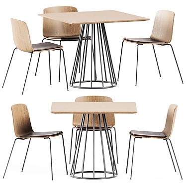 Sleek Illa Table & Rama Chair 3D model image 1 