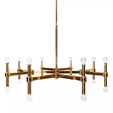 Title: Satin Brass 16-Light Chandelier 3D model image 1 