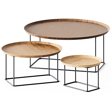 Stylish Wooden Coffee Tables 3D model image 1 