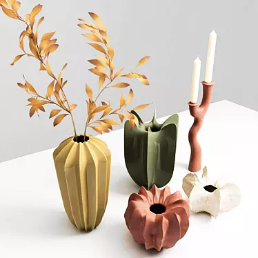 A set of vases with a candlestick.