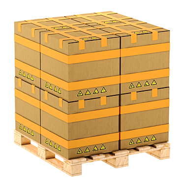 Palletized Cardboard Boxes: Efficient Storage Solution 3D model image 1 
