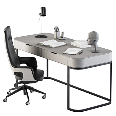 Sleek Gray Writing Desk 3D model image 1 