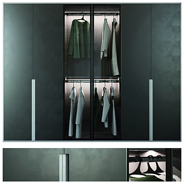 Modern Glass Front Wardrobe: Spacious & Sleek 3D model image 1 