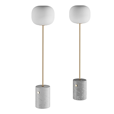 Scandinavian style floor lamp on marble base with round glass shade Article number: symbol01