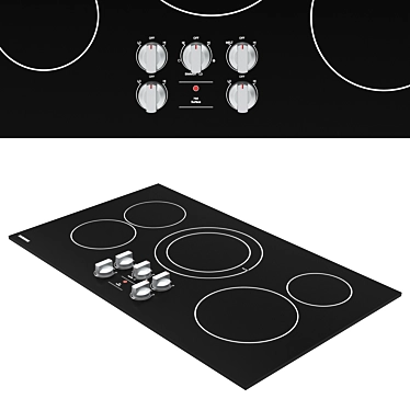  Sleek 36" Black Electric Cooktop 3D model image 1 