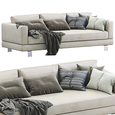 Elegant Milan Leather Sofa 3D model image 1 